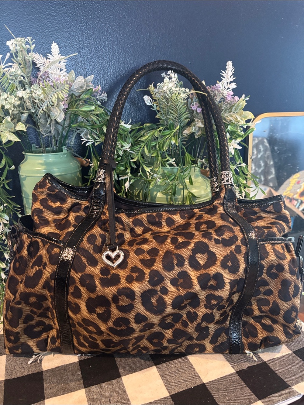 Brighton Leopard Print Nylon Satchel